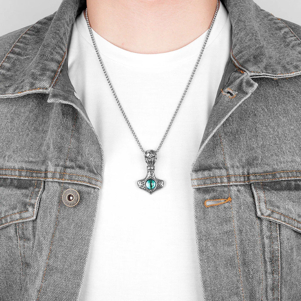 PENDRA Evil Eye Skull Steel Necklace