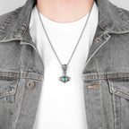 PENDRA Evil Eye Skull Steel Necklace