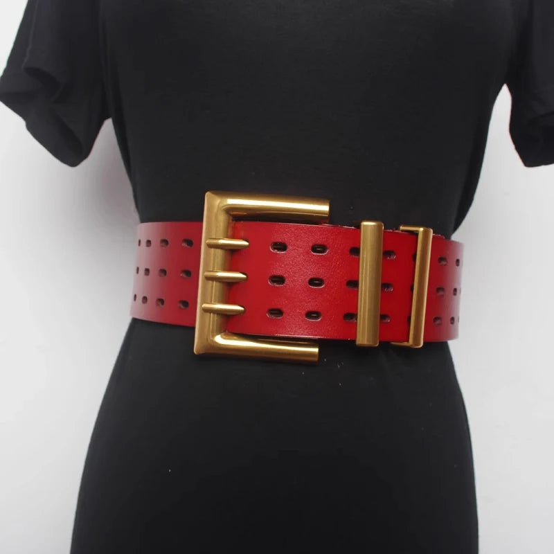 High-end luxury brands elegant Women's leather belt female Wide belt for Women gothic corset cummerbund Punk Cowboy Y2K belts