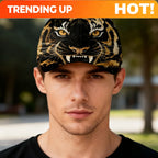 1pc, Tiger Print Golden  Cap, Unisex, Casual and Fashionable, Outdoor Sun Protection, Breathable and Adjustable, Trendy Street