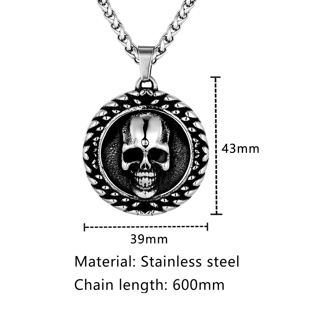 PENDRA Skull Vintage Steel Necklace