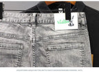 Korean Fashion Kpop Men's Casual Streetwear Boyfriend Designer Denim Shorts with Rabbit Embroidery for Summer Grey Short Jeans