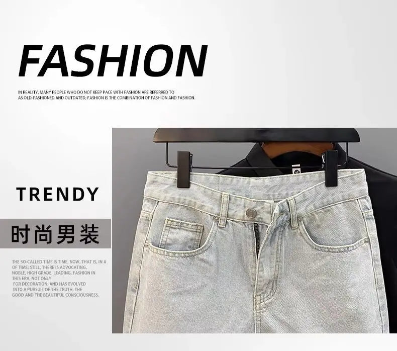 Light Blue Denim Shorts CowBoys Simple Solid Brand Summer New Slim-fit Non-elastic Washed Casual Half Pants Bermuda Shorts