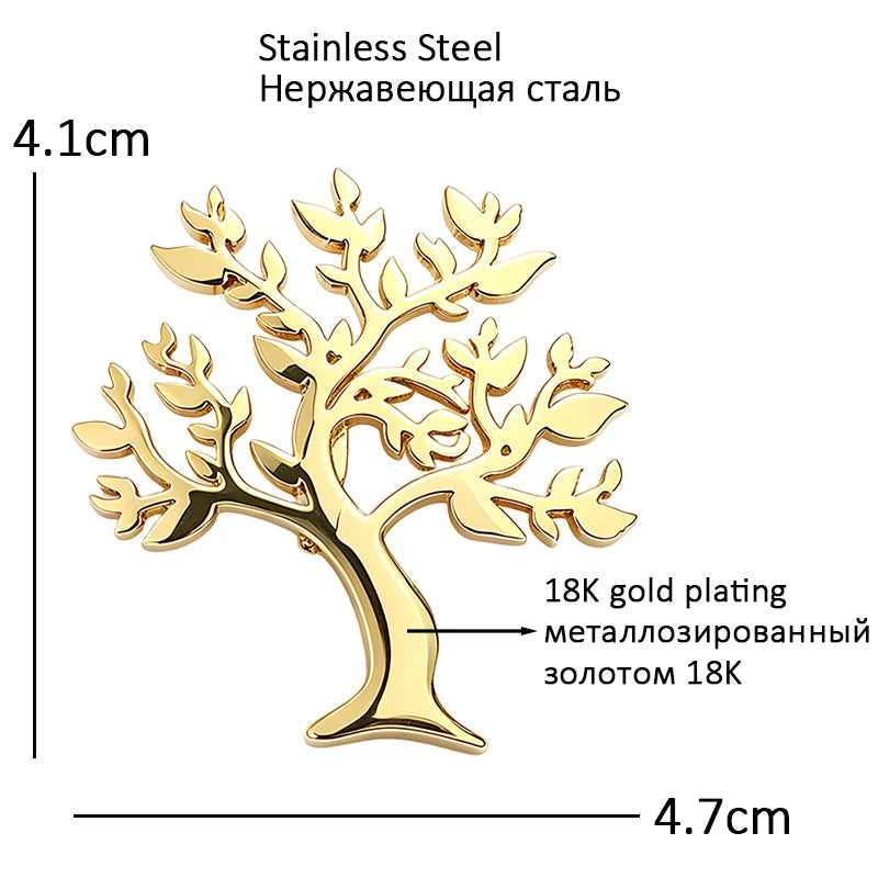 PENDRA Arboris Stainless Steel Tree of Life Brooch