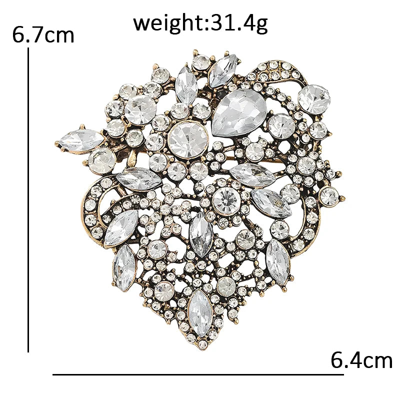 PENDRA Crystelle Vintage Crystal Flower Brooch