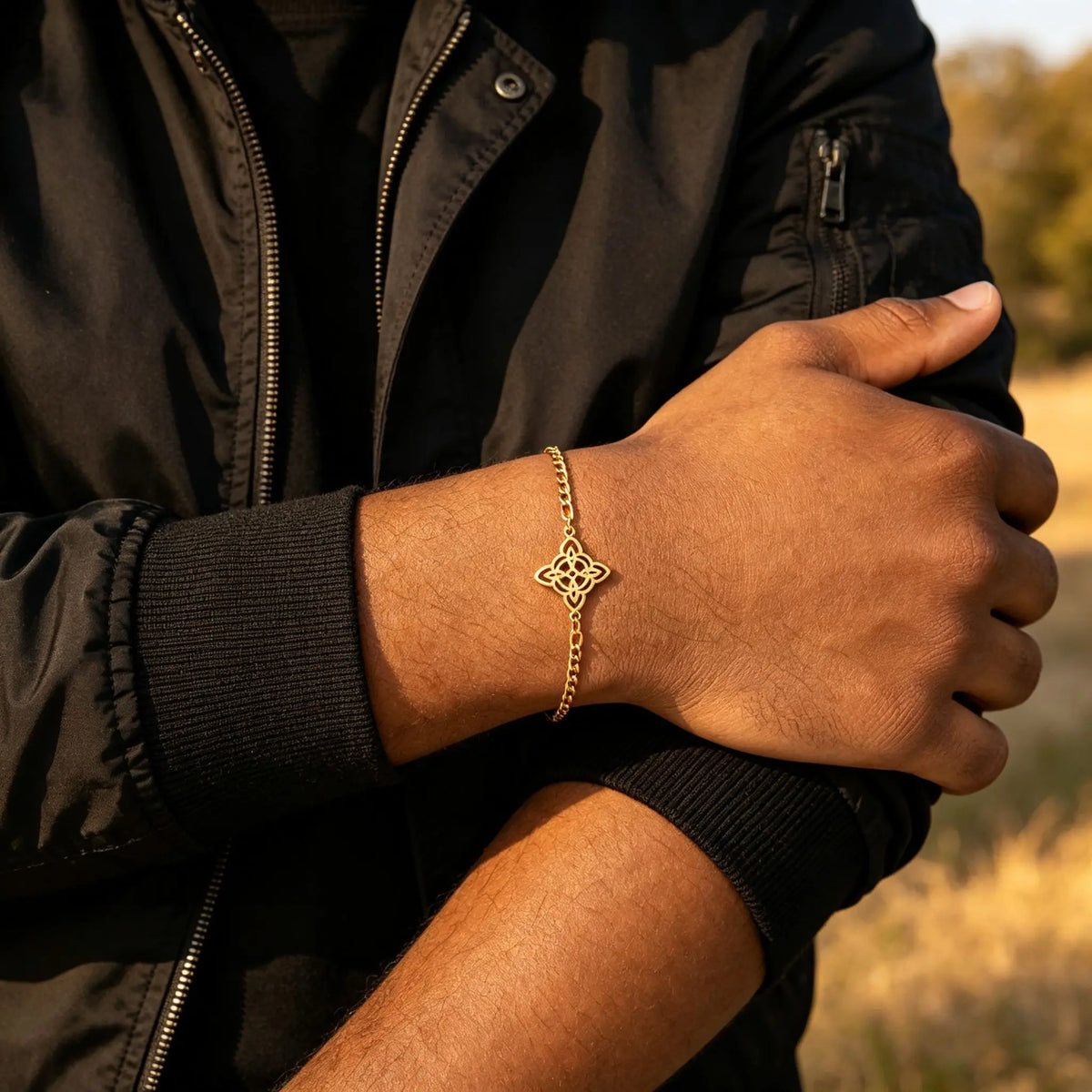 Simple Celtic Knot Chain Bracelet for Men,Silver Gold Color Stainless Steel Wristband, Vintage Nordic Punk Jewelry Gift