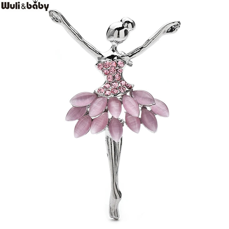 PENDRA Charming Opal Ballet Lady Character Brooch