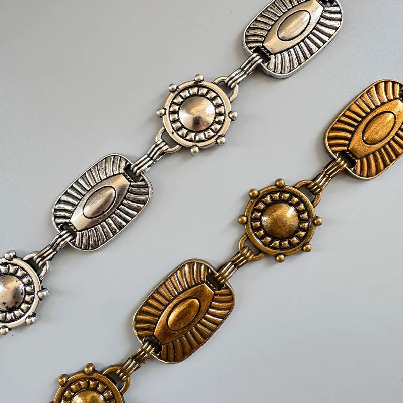 Western Cowboy Punk Women's Waist Chain Vintage Style High Quality Luxury Designer Golden Metal Belt Female Fashion Body Jewelry