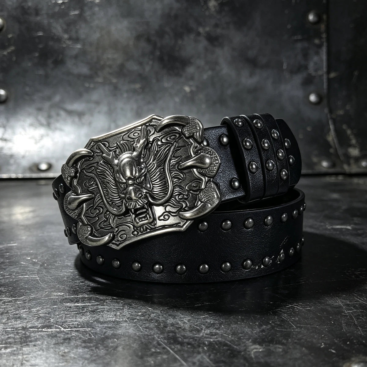 PENDRA Lunalia Black Rivet Studded Gothic Belt