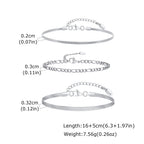 3pcs/set Minimalist Chain Bracelet for Men Boys,Stainless Steel Silver Color Chain Adjustable Wristband,Simple Jewelry Set Gift