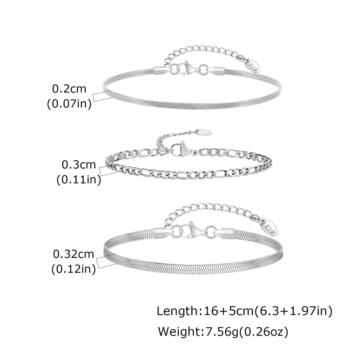3pcs/set Minimalist Chain Bracelet for Men Boys,Stainless Steel Silver Color Chain Adjustable Wristband,Simple Jewelry Set Gift