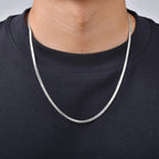 Punk Silver Color Chain Necklace for Men Women,Hip Hop Stainless Steel Braided Link Chokers,Classic Metal Jewelry Gift