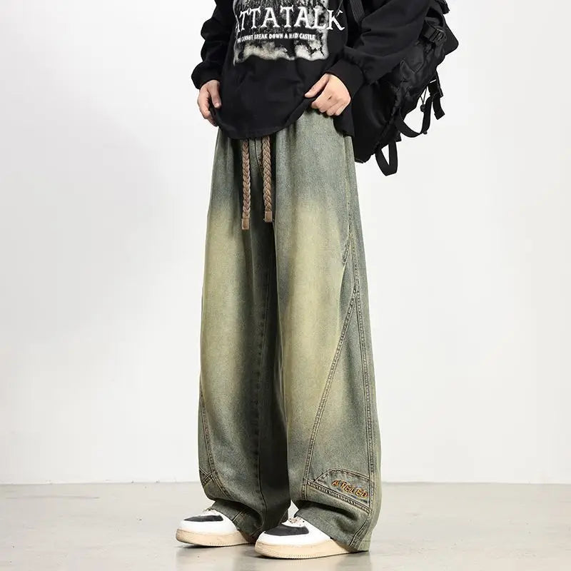 PENDRA Embroidery Washed Straight Pants