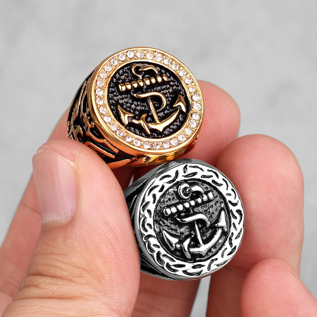 PENDRA Anchor Navy Ocean Steel Ring