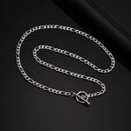 Stainless Steel Toggle Necklace for Men Women,50cm Figaro Chain Link Collar, Classic Rolo Chain Gift