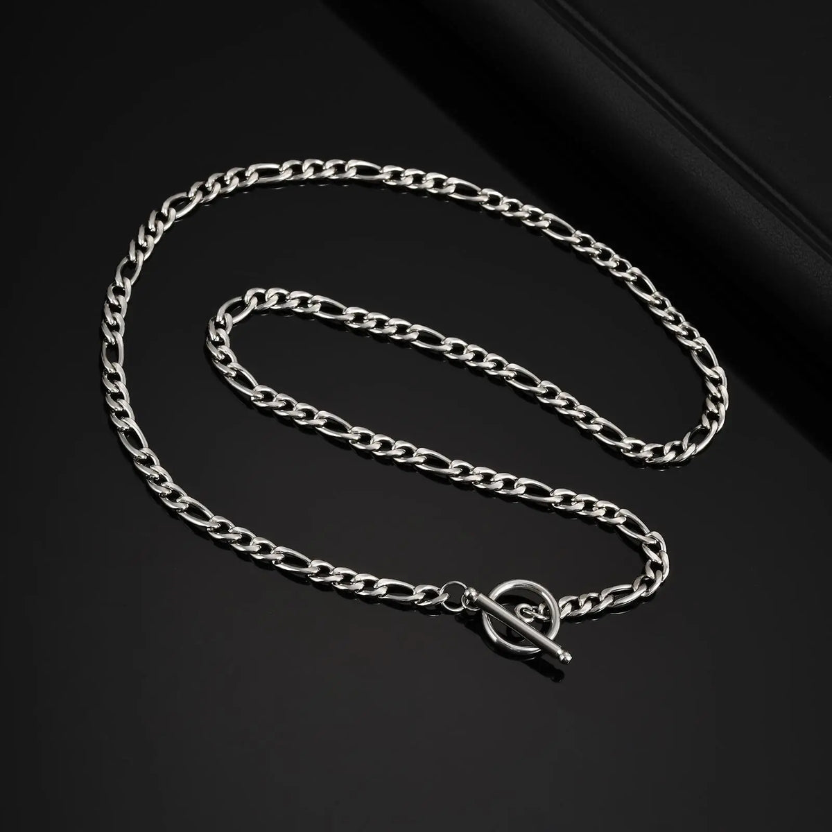 Stainless Steel Toggle Necklace for Men Women,50cm Figaro Chain Link Collar, Classic Rolo Chain Gift