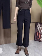 PENDRA Slim Flare Cropped High Waist Pants