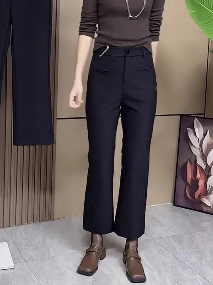 PENDRA Slim Flare Cropped High Waist Pants