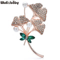 PENDRA Ginkgo Rhinestone Ginkgo Leaf Brooch