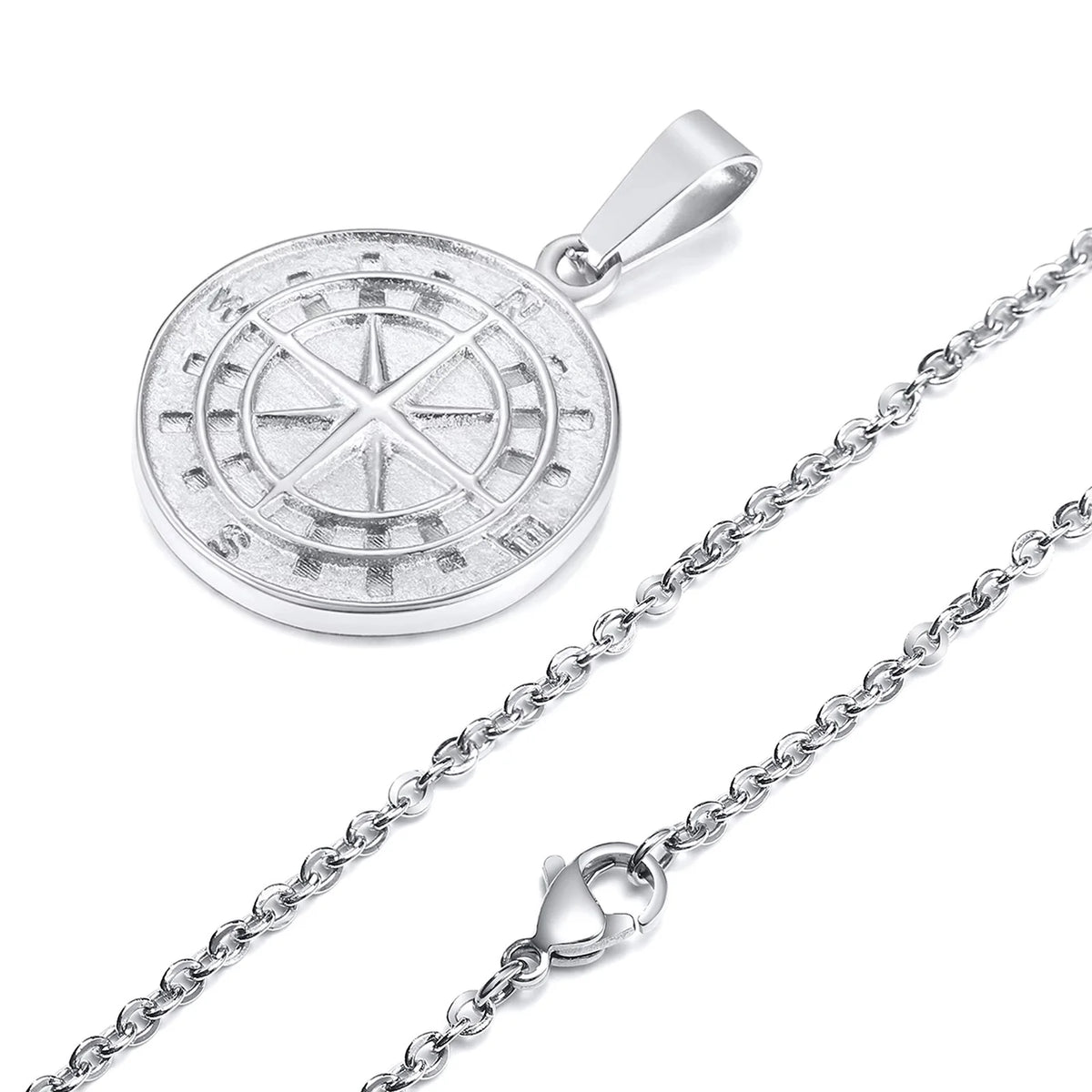 Gold Color Mens Compass Necklaces,Vintage Viking North Star Anchor Medal,Stainless Steel Pendant for Male Boyfriend Dad Gift