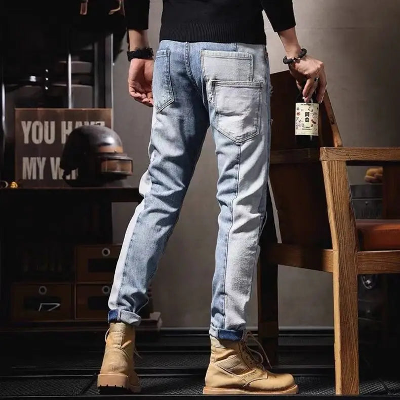 Spring Summer New Vintage Casual Slimming Straight-Leg Pants Washed Loose Micro-Cone Workwear Jeans for Men Man Clothes