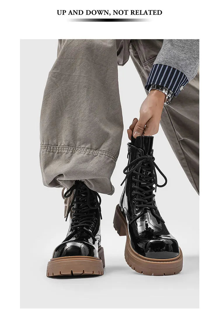 PENDRA Leather Thick Soled Boots