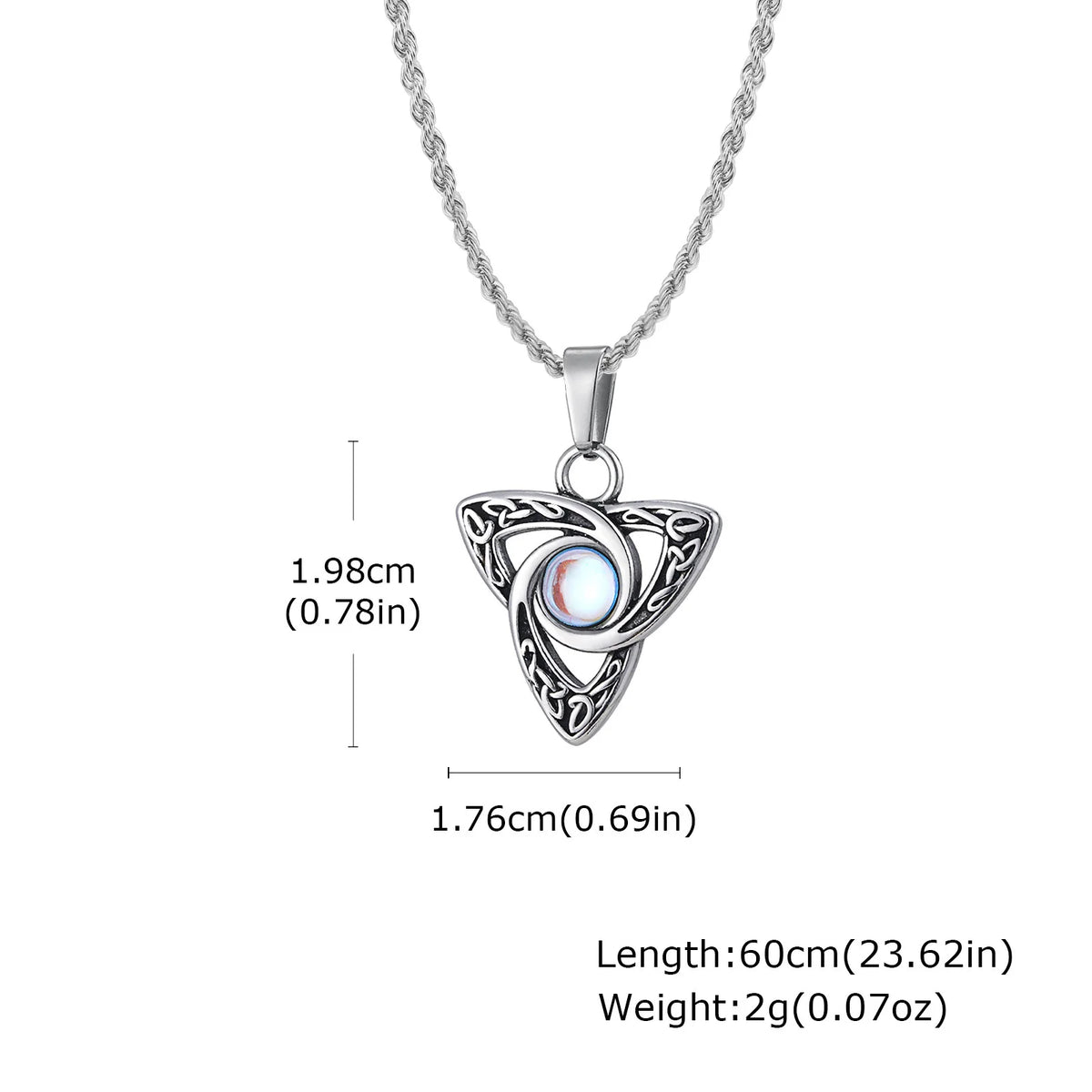 Moonstone Necklace for Men Boys,Waterproof Stainless Steel Celtic Knot Pendant Necklace,Punk Vintage Jewerly Gifts