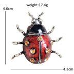 PENDRA Red Enamel Beetle Brooch