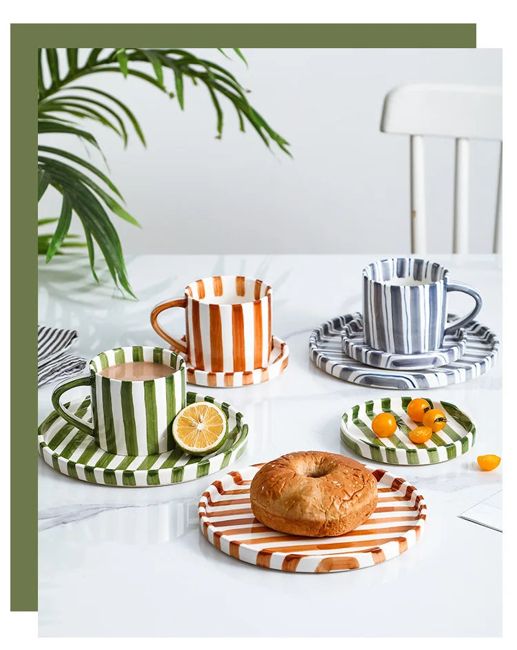 Simple ceramic coffee cup and saucer high-value coffee cup and saucer set household water  afternoon tea European and saucer ins