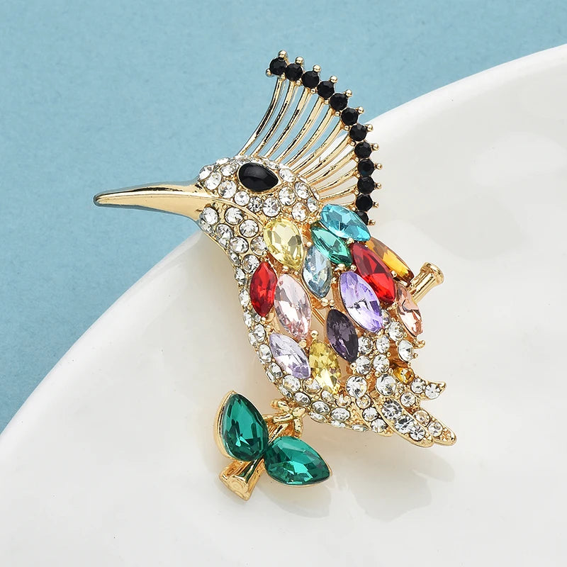 Wuli&baby Cute Bird Brooches For Women Men Multi-color Rhinestone Animal Party Casual Brooch Pins Badge Gifts