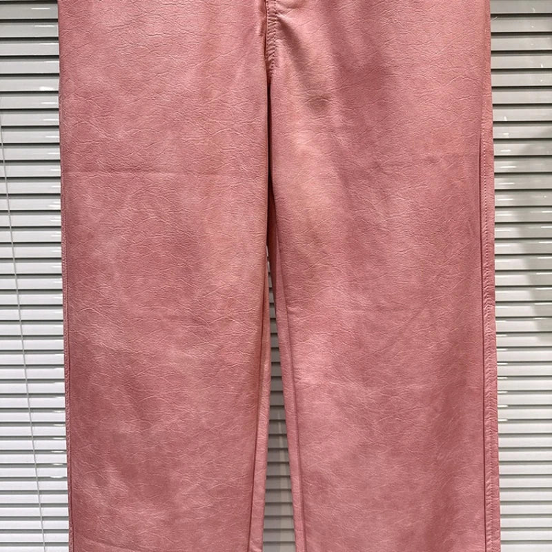 PENDRA Wide Leg Straight PU Pants