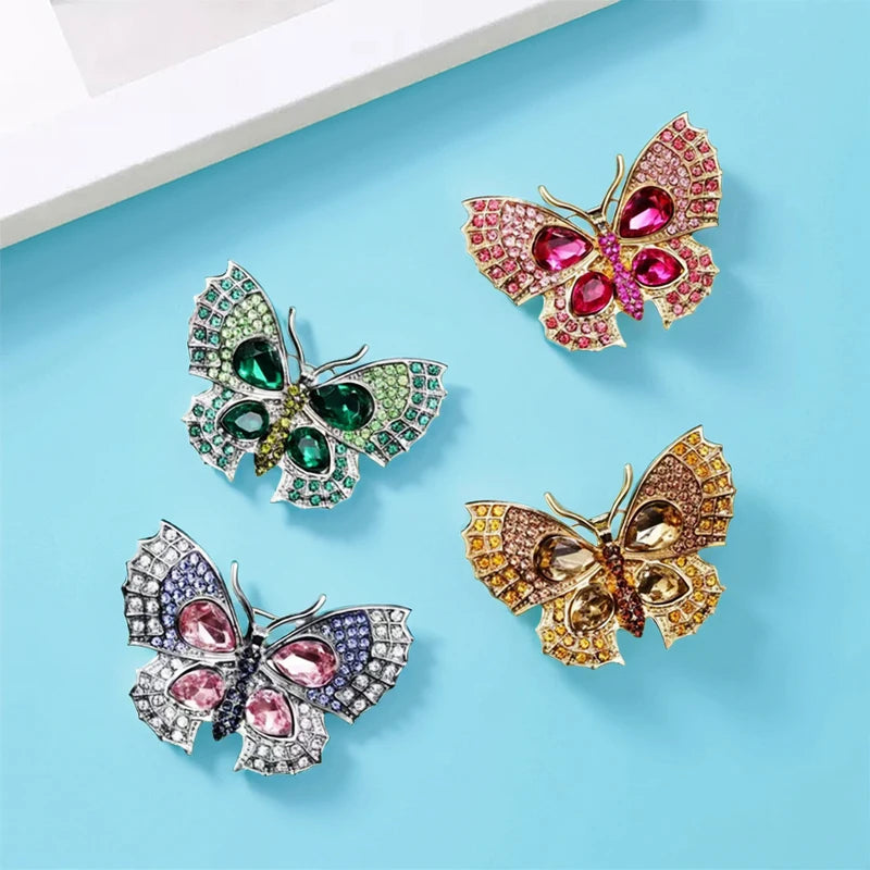 PENDRA Shimmering Butterfly Rhinestone Brooch