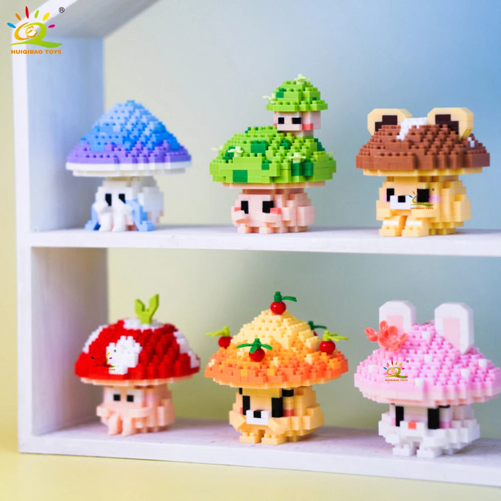 PENDRA Cartoon Mushroom Micro Building Set