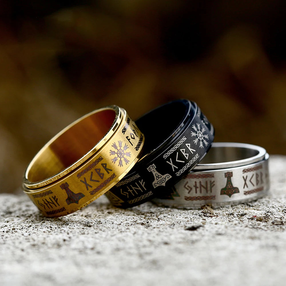 PENDRA Rune Gold Steel Ring