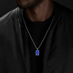 Natural Stone Square Men's Necklace,Waterproof Stainless Steel Geometric Pendant Necklace,Trendy Birthday Jewelry Gift