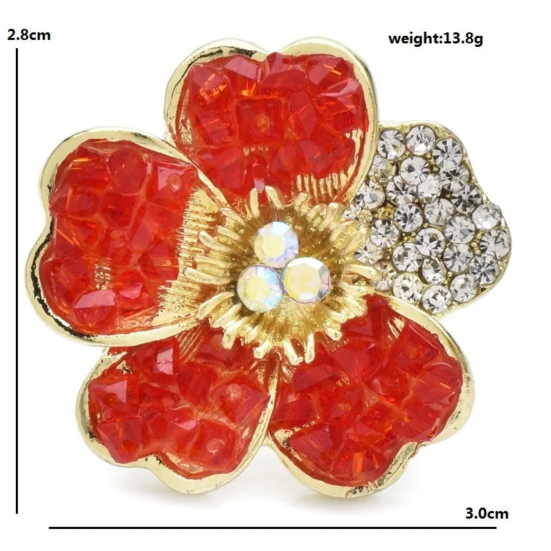 PENDRA Crystelle Handmade 4-Color Crystal Flower Brooch