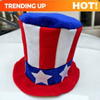 Uncle Sam Hat with American Flag - Funky -Free Tall Top Hat Suitable for 4th of Parties, Parades, Themed Costumes & Costume