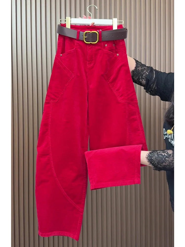 PENDRA Curved Cut Woolen Wide Leg Pants