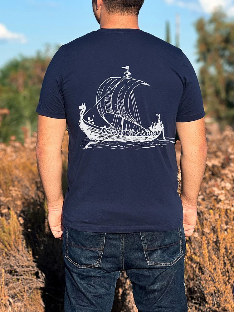Summer Men's Street Fashion Short-sleeved Top Men's Viking Warrior T-Shirt Valhalla Nordic Norse Mythology Odin Thor T-shirt