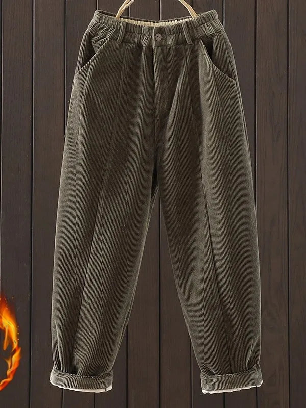 PENDRA Corduroy Warm Elastic Waist Pants