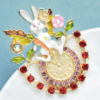 PENDRA Lovely Rabbit Clock Brooch