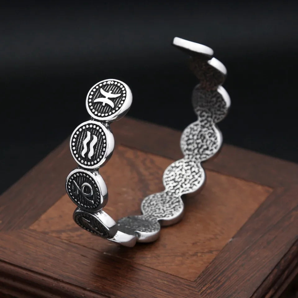 PENDRA Zodiac Twelve Stainless Steel Cuff Bracelet