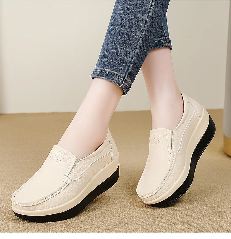 PENDRA Leather Sports Platform Shoes