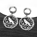 Goth Crow Hoops Ear Rings for Women Stainless Steel Gold Color Hollow Animal Raven Earrings Jewelry Halloween Gift EZZZ955S06