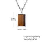 Natural Stone Square Men's Necklace,Waterproof Stainless Steel Geometric Pendant Necklace,Trendy Birthday Jewelry Gift