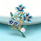 PENDRA Azurelle Elegant Blue Flower Brooch