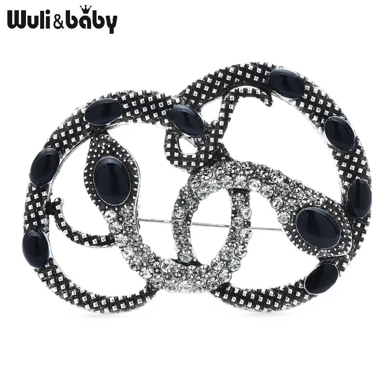 Wuli&baby Vintage Two Snakes Brooches For Women Unisex 3-color Vintage Animal Party Casual Brooch Pins Gifts