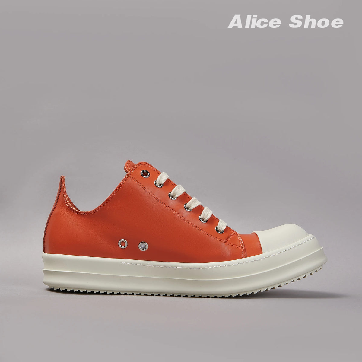 Gothic Designer Women Trainer Casual Low Top Men Sneaker Quality Orange Lace-up Leather Luxury Shoe Punk Platform Street Trainer