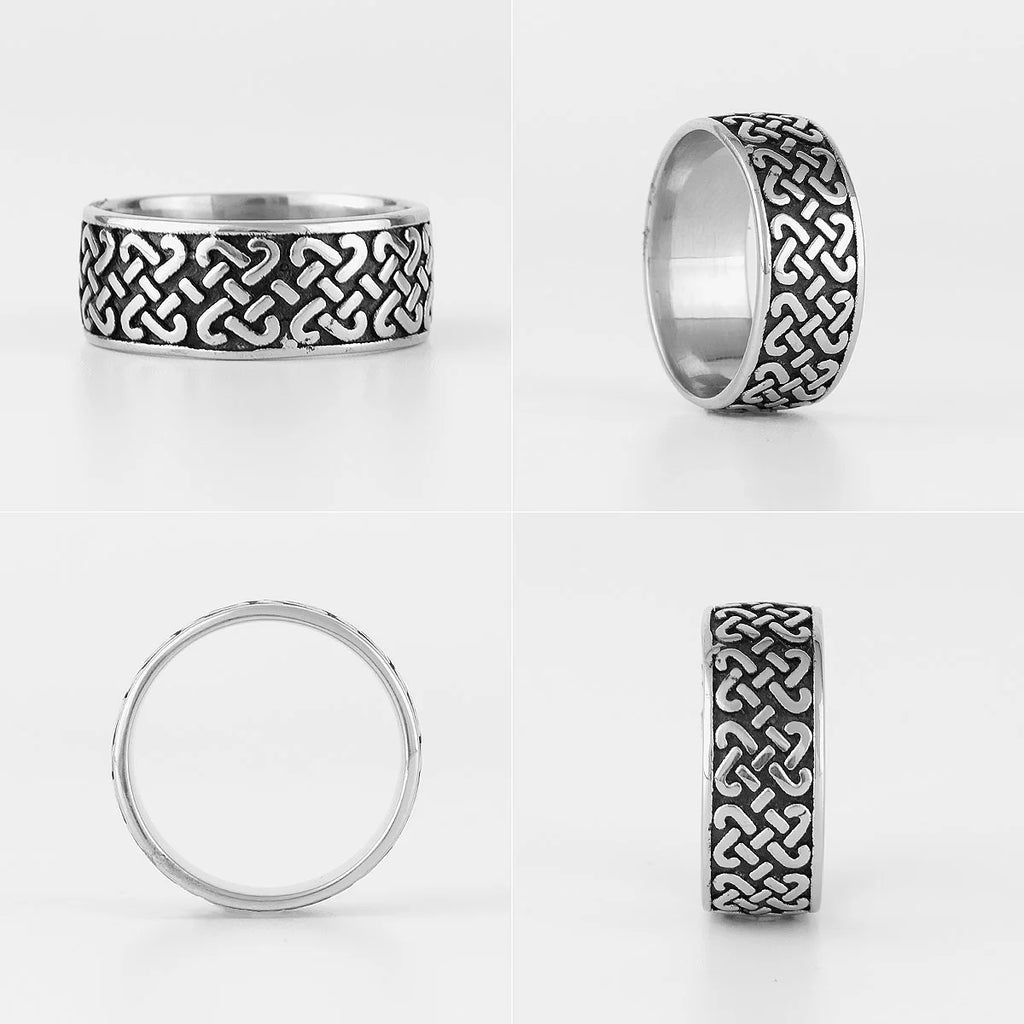 PENDRA Celtic Knot Symbols Steel Ring