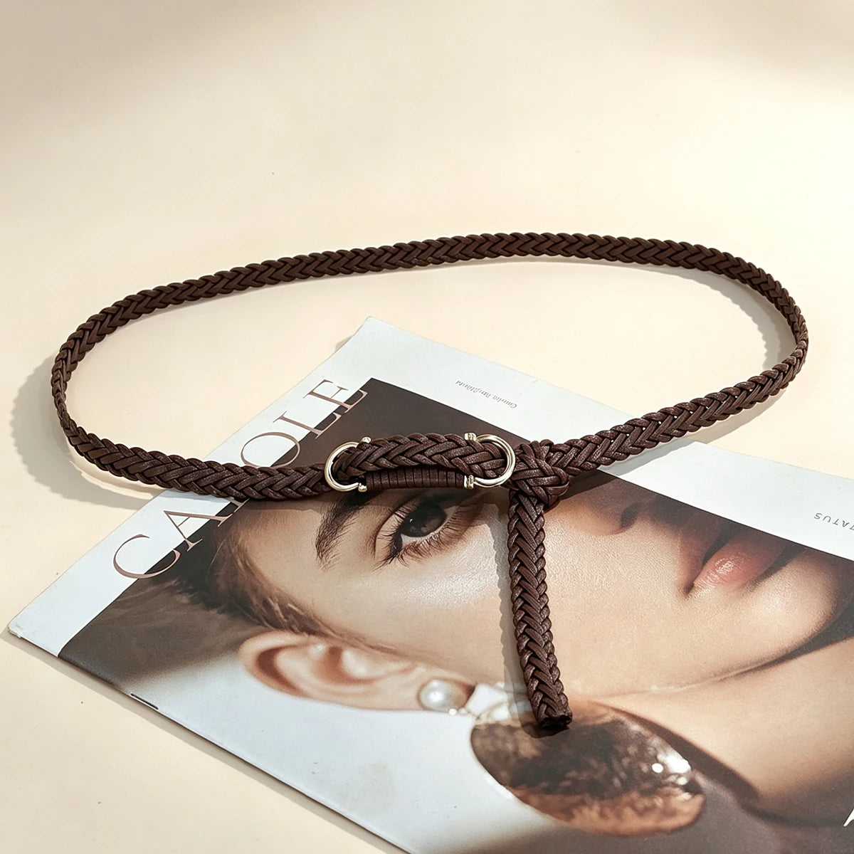 PULeather Braided Thin Belt For Woman Dress Shirt Decorative Girdles Strap Fashion Pin Buckle Female Waistband Ladies Waist Rope